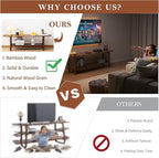 Tiita TV Stand with Storage for TVs up to 65'', Bamboo TV Console Entertainment Center with 2 Open Shelf, Mid Century Modern Media Console for Living Room, Bedroom, Walnut