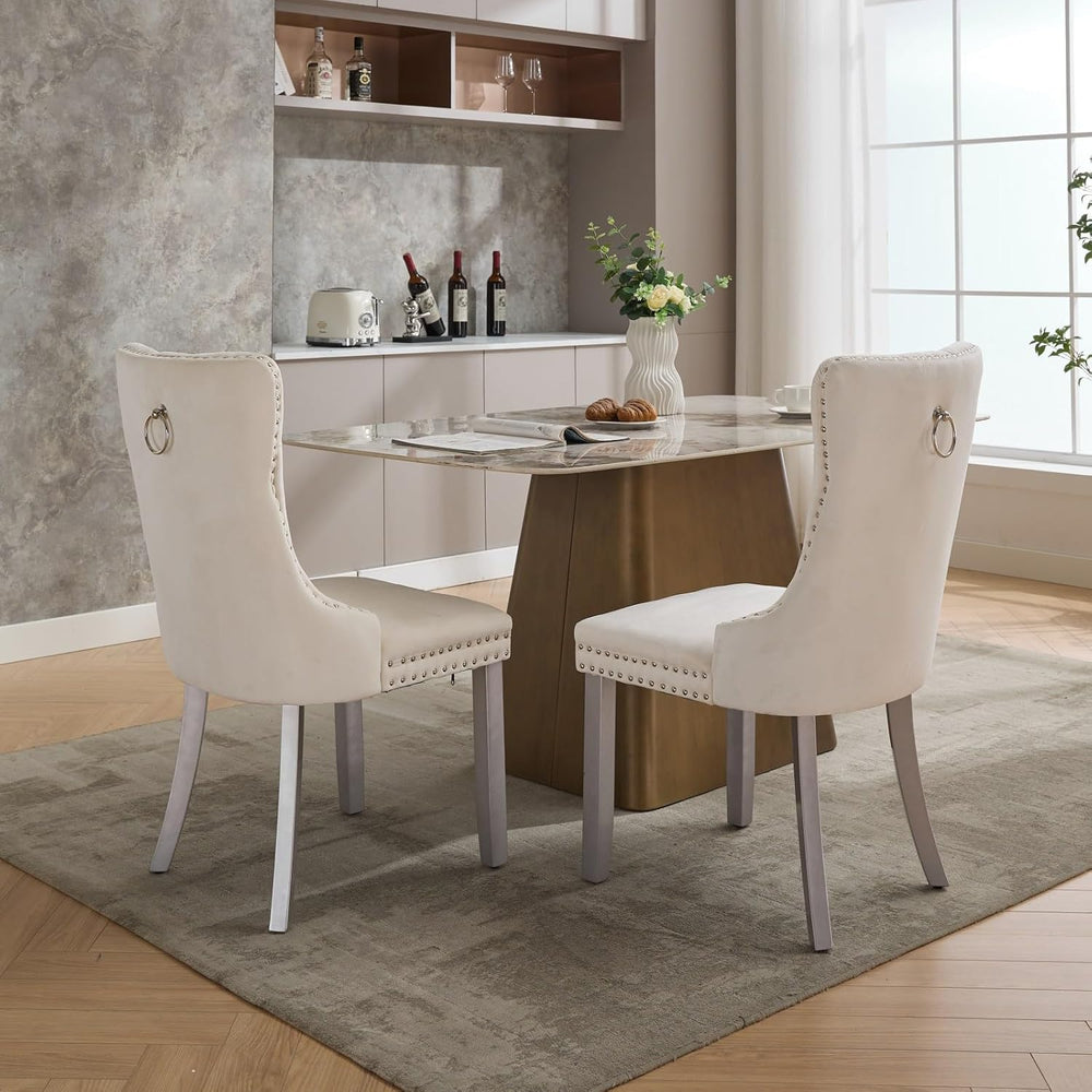 LKTART Dining Chairs Set of 6 Mid-Century Modern Chairs with Pull Ring, Velve...
