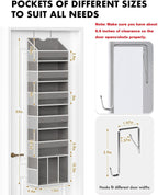 Over The Door Organizer with 6 Large Clear Pockets 12 Mesh Side Pockets - 50LB Heavy Duty Behind Door Storage, Door Hanging Storage for Closet Bathroom Pantry Nursery Laundry