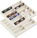 2 Pcs Sunglass Organizer Trays Glasses Stackable Jewelry Trays Sunglass Organizer Display Box (12 Grids,Beige)