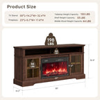 58" Farmhouse TV Stand with 23" Fireplace for TVs up to 80", Media Entertainment Center with Adjustable Shelves and Large Storage Cabinets, for Living Room, Brown & Black