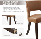 VKNOW Modern Dining Chairs Set of 2, Faux Leather Upholstered Dining Room Chair Kitchen Chairs, Farmhouse Dinner Chair for Kitchen Dining Room, Brown