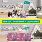 LOLOMLO Stuffed Animal Bean Bag Storage Chair for Kids Cover Only (No Filler), Organize, Sit, Play & Boxing, 100% Cotton Canvas Washable, Ultra Soft Cylinder Long Vertical Zipper Best Gift for Child