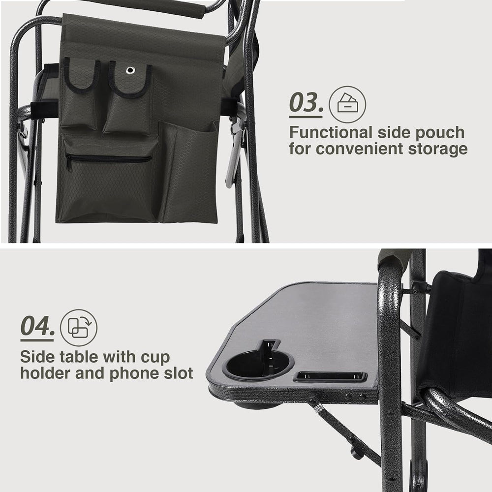 EVER ADVANCED Lightweight Aluminum Director Camping Chair, 350 lb Capacity | ...