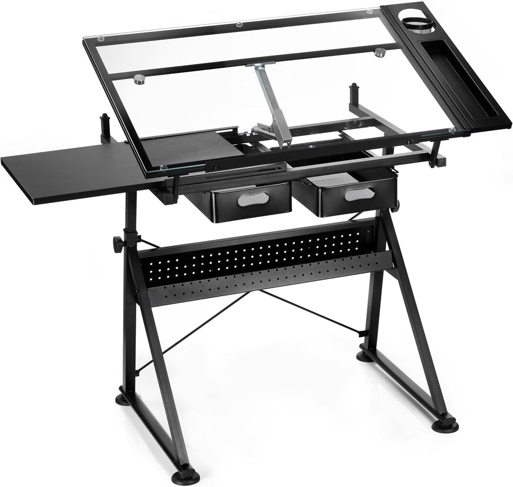 Artist's Loft Artist Table - Glass-Top Table for Drafting, Drawing, Sketc...