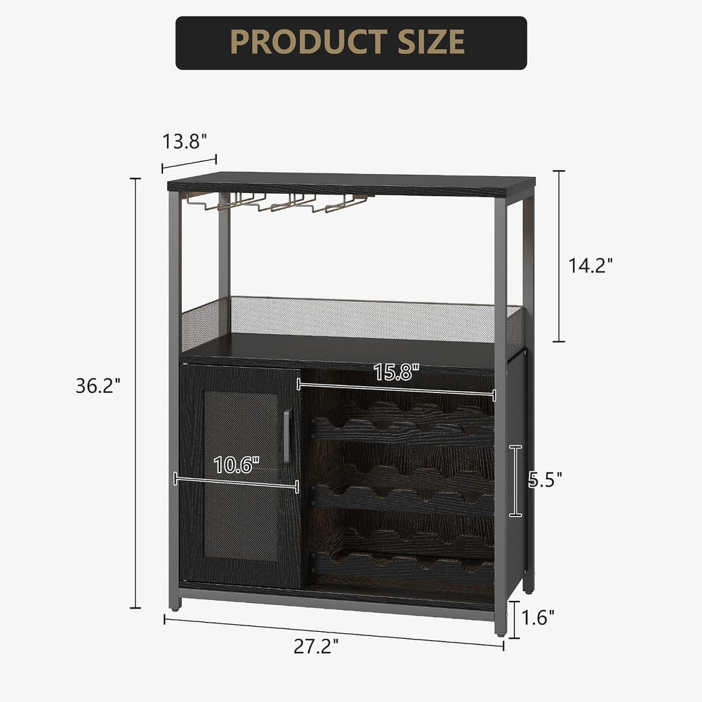 Wine Bar Cabinet with Wine Rack & Glass Holder, Wine Rack Table with Baff...