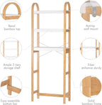 Spirich Over The Toilet Storage Shelf, 3-Tier Over Toilet Bathroom Organizer, Space-Saving Above Toilet Storage Shelf Rack with Bamboo Frame