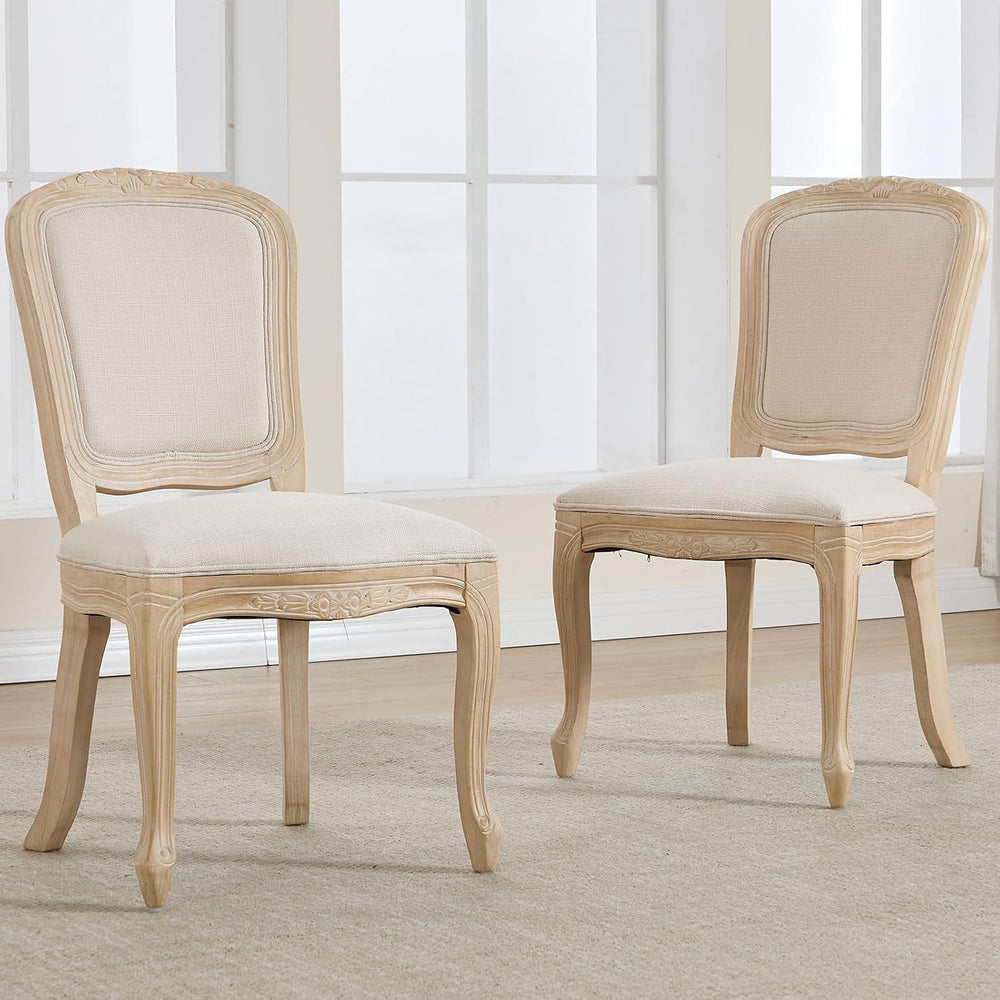 Kmax French Dining Chairs Set of 2, Farbric Upholstered Dining Chairs with El...