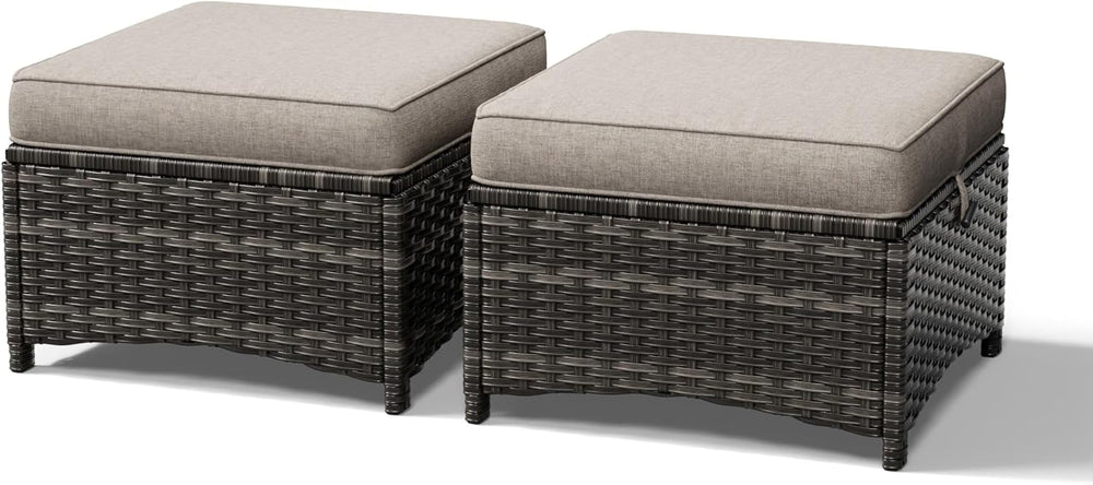 Joyside Outdoor Ottoman Set of 2, Patio Large Ottoman Foot Rest with Thickene...