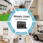 nacena Broom Holder Wall Mount, 4 Packs Black Stainless Steel Mop and Broom Hanger with Hooks Heavy Duty Broom and Mop Organizer Wall Hanging for Bathroom