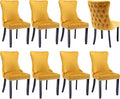 Modern Dining Chairs Set of 8, Upholstered Dining Chair with Full Back and Button Tufting, Yellow Velvet Accent Chair, Sillas de Comedor, Kitchen & Dining Room Chairs (Gold, Velvet, 8Pcs)