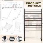 Hijab Organizer, 10 Tier Metal Scarf Holder Organizer, Freestanding Scarf Shawl Display Stand Belt Holder for Boutique, Retail Store, Bedroom, Clothing Store(Black,57" X 31.5" X 15.75")