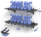 2-Pack 1.5x4ft Garage Shelving Wall Mounted, 1.5' x 4' Heavy Duty Garage Storage Shelves with Hooks, 400LB Capacity