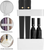 Umbrella Holder for Indoor Holder, Wall Mounted Umbrella Stand with Drip Tray, Space Saving Umbrella Organize Rack (White)