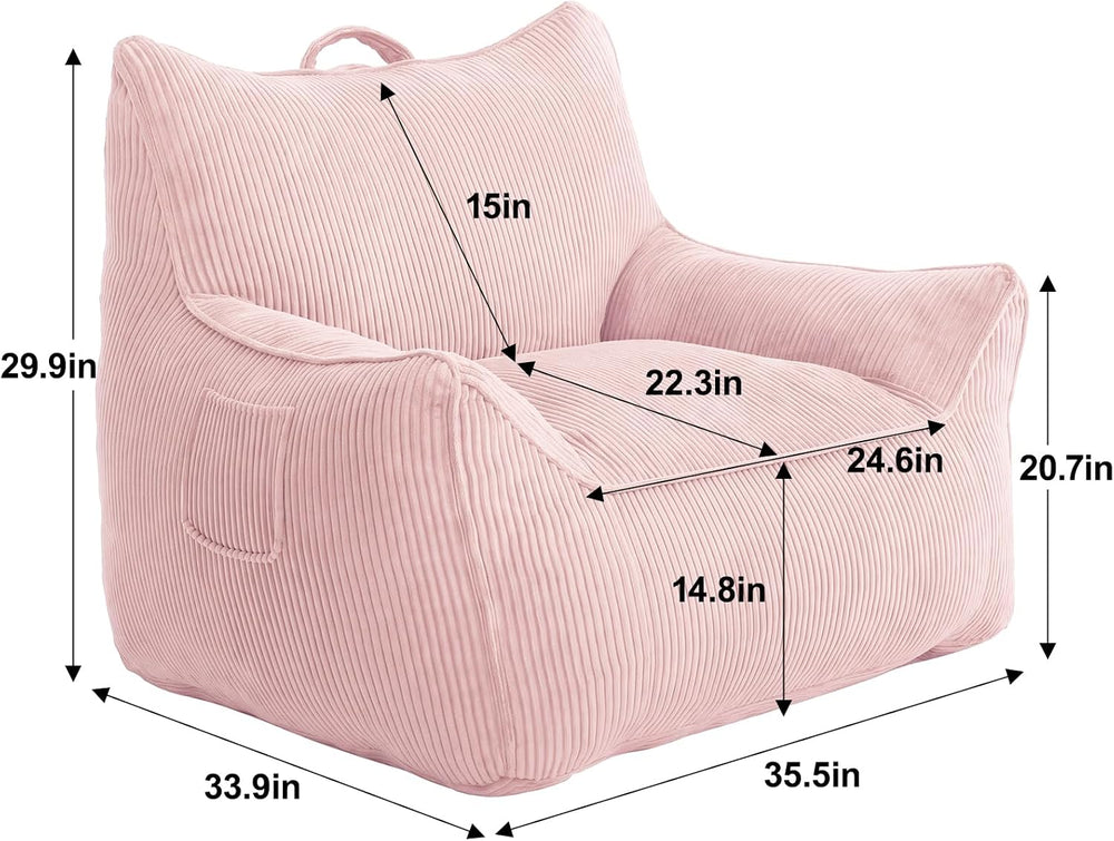 Vipbear Bean Bag Chair for Adults, Chair with Memory Foam | 35.5" Cordur...