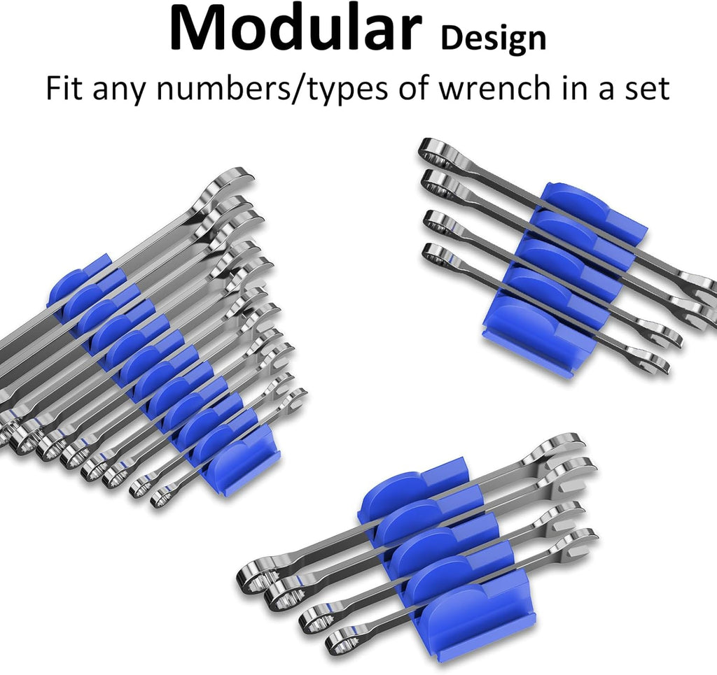 48 pcs MAGNETIC Modular Wrench Organizers for Tool Drawers - Wrench Rack with Metric&SAE Labels, Perfect Tool Storage Holder. Gift for father, brother and boyfriend (with magnet)