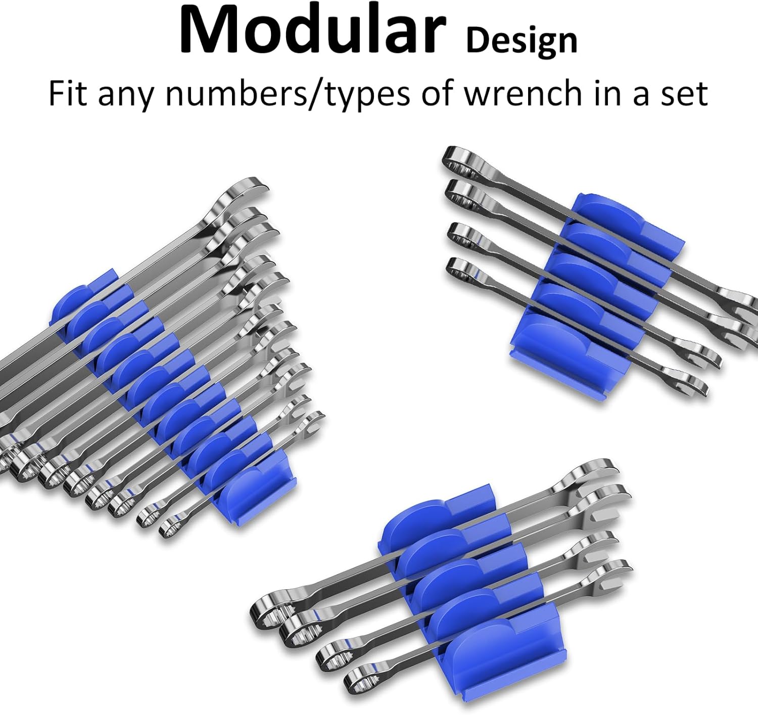48 pcs MAGNETIC Modular Wrench Organizers for Tool Drawers - Wrench Rack with Metric&SAE Labels, Perfect Tool Storage Holder. Gift for father, brother and boyfriend (with magnet)