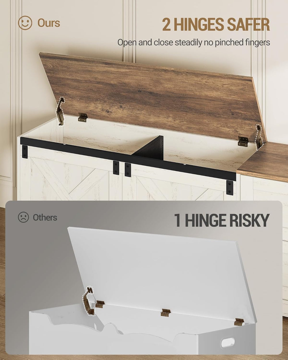 Hzuaneri Storage Chest, 58" Extra Large Storage Bench with Double Drawer...