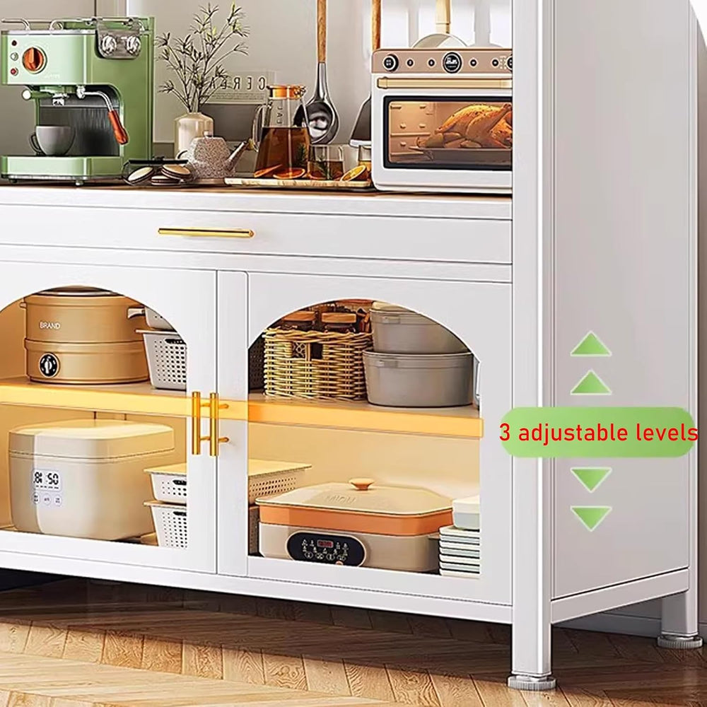 JKGHK Kitchen Pantry Cabinet Buffet with Drawer Storage, 72.8in Microwave Sta...