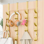 Over The Door Hooks, Metal Door Hooks for Hanging, Over The Door Purse Organizer for Door Coat Hanger, Back of Shower for Hanging Towel Rack Clothes, Hat, Bathroom, Closet (Gold-4Packs)