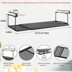 Expandable Under Cabinet Shelf, Extendable Under Shelf Storage with 0.94 Inches Thick Clips for Pantry Cabinet, Laundry Room, Shoe Rack. (Black, 1 Pack, Interior: 3.66" H x 8.26" D)