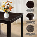 5-Piece Dining Table Set, Solid Rubber Wood Dining Room Table Set for 4, High Top Table and Chair Set for Kitchen Dining Room Restaurant Bar,Espresso
