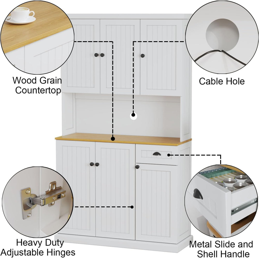 RASOO Buffet Hutch Cabinet Kitchen Sideboard Pantry Cabinet Wood Kitchenware ...