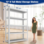 WORKPRO 3000lbs 5-Tier Shelving Unit, 72" H Adjustable Storage Shelves, Boltless Garage Shelving Unit for Garage, Kitchen, Durable Scratch-Resistant Panels, White