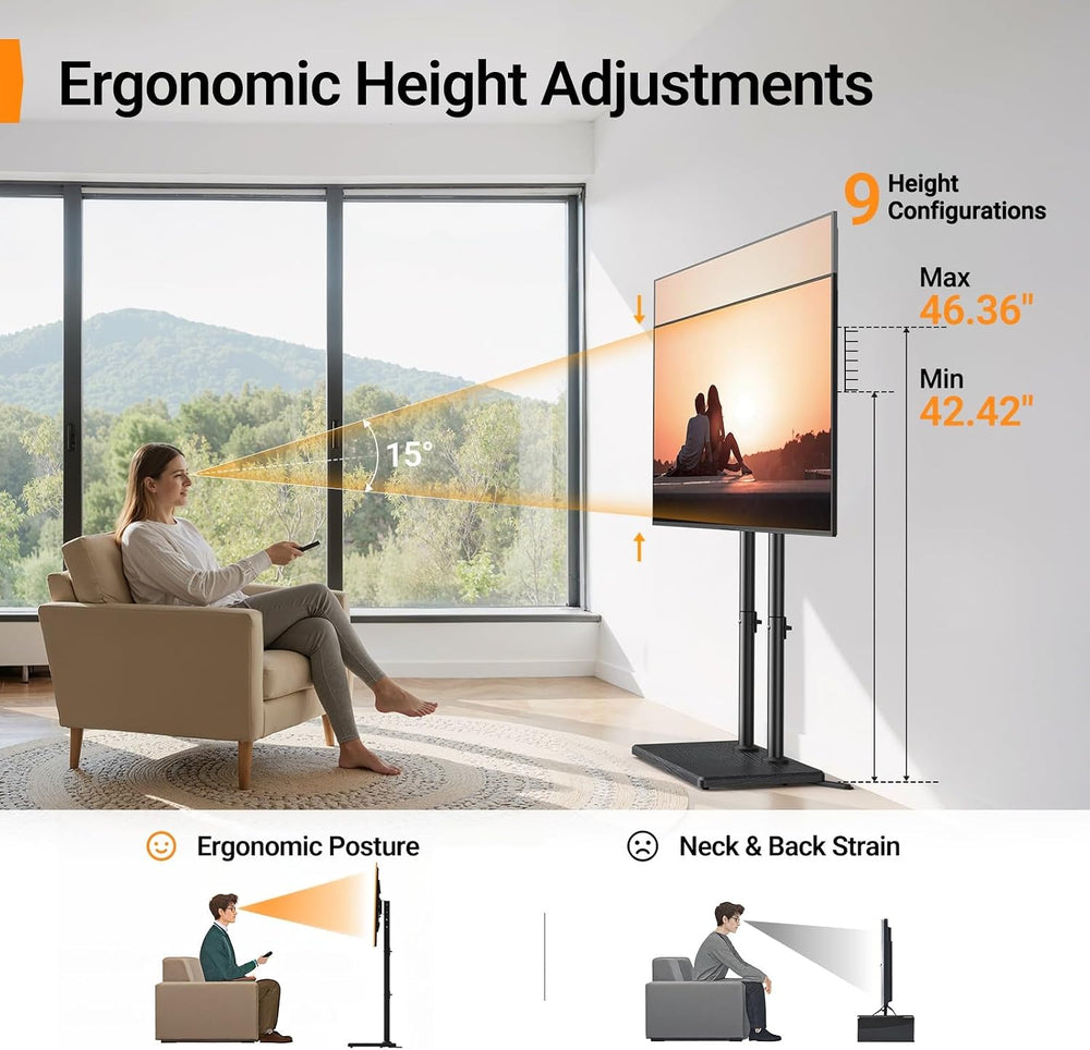 Perlegear Universal Floor TV Stand for 32–75" TVs up to 110 lbs, Height-...
