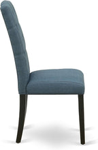 East West Furniture NOCE5-BLK-21 5 Piece Kitchen Table Set for 4 Includes a Rectangle Dining Table with Butterfly Leaf and 4 Mineral Blue Linen Fabric Parsons Chairs, 32x54 Inch, Black