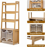 2 in 1 Dog Furniture Dog Crate Ladder Bookshelf, Tall Wood Display Shelf with Storage, Dog Kennel Bookcase for Small Sized Dogs up to 50lbs, 32.5" L