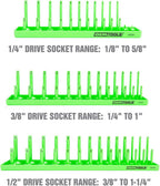 OEMTOOLS 22233 Tool Storage Organizer for SAE and Metric Socket, 6PC Socket Organizers for 1/4", 3/8", and 1/2" Drive Sockets, Optimize Toolbox Organization