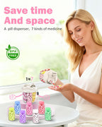 Cute Pill Organizer,Pill Dispenser with 7 Large Compartments,Portable Pill Bottle Box with Wide Opening for Easy Use, Anti-Mix Pills Organizer for Travel,Includes 20 Pcs Sticky Labels(White)