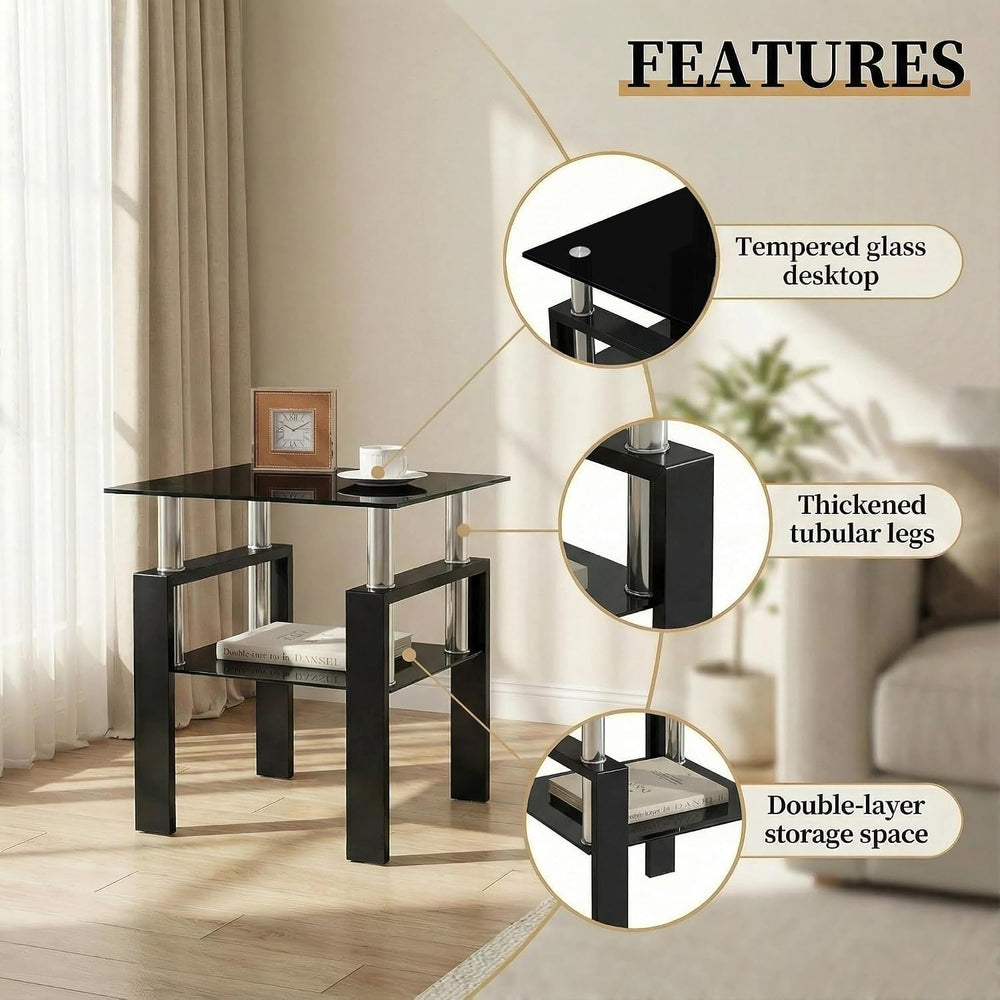 IANIYA Modern Tempered Glass Coffee Table Set - 3 Piece Living Room Table Set...