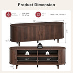58" Mid Century Modern TV Stand, Wood TV Consoles with Sliding Doors and Power Outlet, Entertainment Center with Adjustable Shelves, Fluted TV Stands for Living Room, Walnut