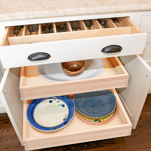 29”W x 21”D x 3”H Soft Close Slide Out Wood Drawer Organizer for Kitchen, (Cabinet Opening>29.5 inches for Bottom Assembly, Width= 29 inches for Side Assembly)