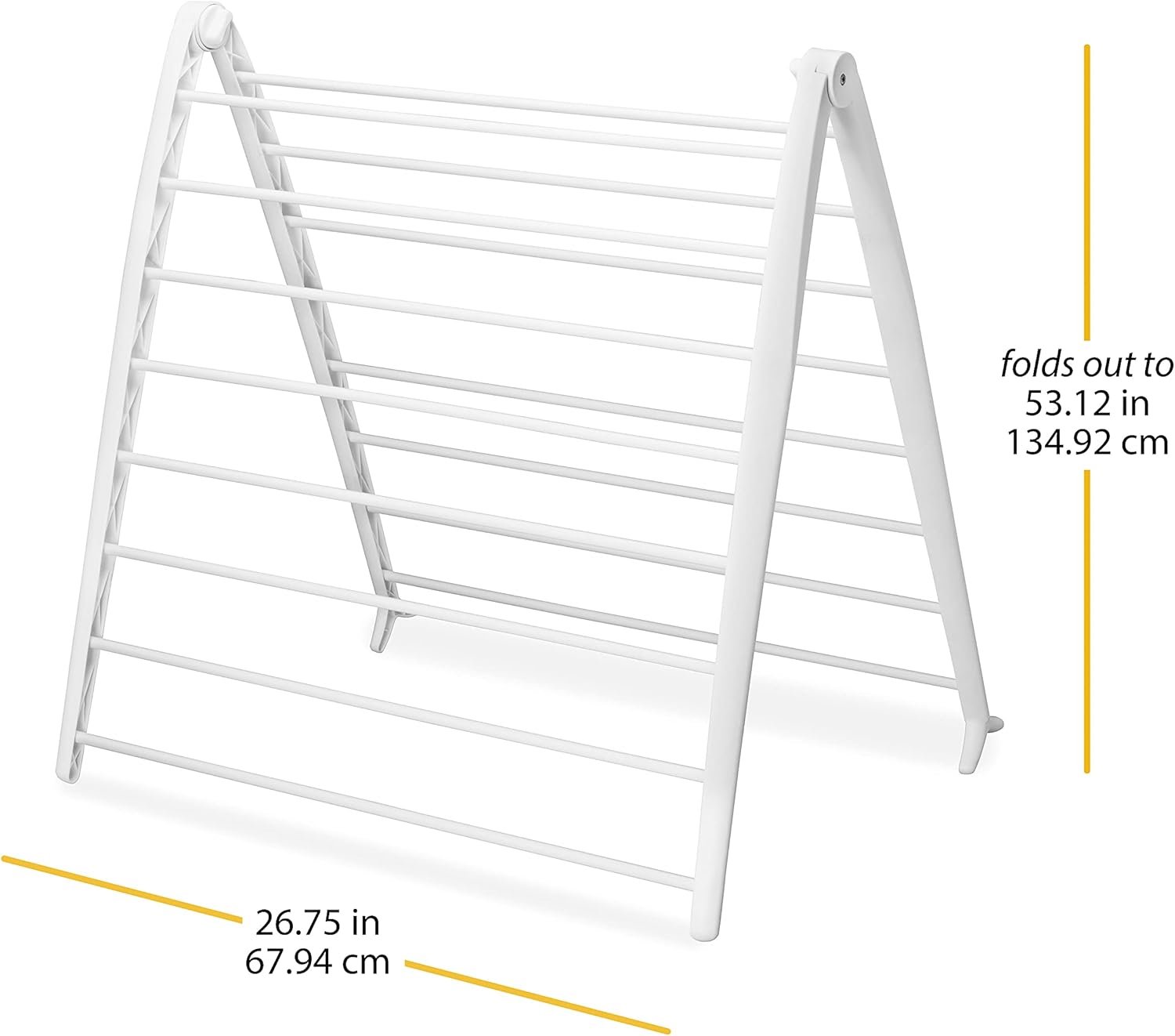 Whitmor Spacemaker Folding Drying Rack, Freestanding Indoor Clothes Dryer, Space Saving Compact Design, 6"L x 26"W x 51.5"H, White