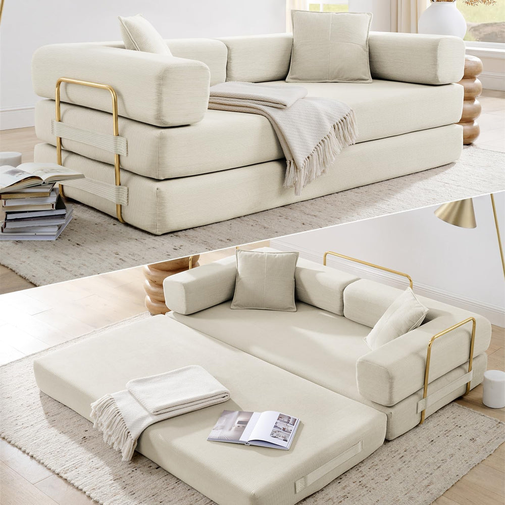 HANXIN 78 Inch Convertible Sleeper Sofa Bed, Folding Floor Mattress Couch wit...