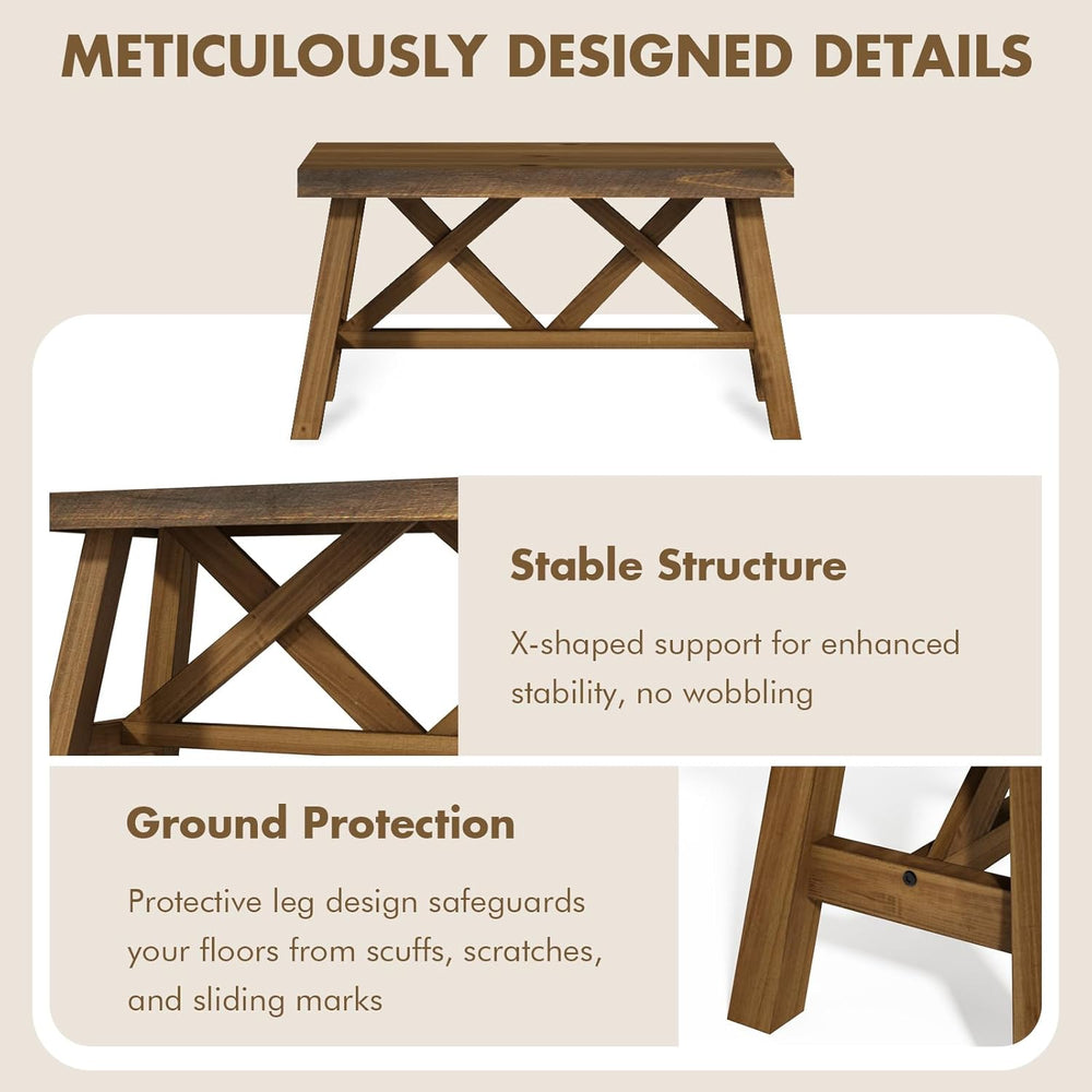 Wnutrees 30" Farmhouse Wood Bench, Rustic Solid Wood Entryway Bench Seat...