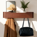 Wall Coat Rack Floating Shelves Modern Coat Rack Wall Mount with Storage Entryway Shelf Wooden Hanger 20 Inch 4 Hidden Metal Hooks for Living Room Bedroom (Walnut Color, 5 Hooks)