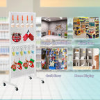 2'x 5' Standing Pegboard Display with T-Base, Pegboard Display Stand with Wheels, Metal Peg Board Display Rack, Art Display Stand, Extra 10 Pieces Hooks - White