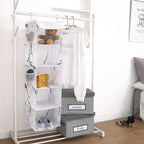 5 Shelves Hanging Closet Organizer, 2 Pack Hanging Storage with 6 Side Pockets for Clothes Shoes, 43"x12"x12"(Marblizing)