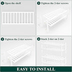 Smiry Shoe Rack, 4 Tier Bamboo Shoe Organizer, Stackable Free Standing Wooden Shoe Storage Shelf for Closet, Entryway, Front Door Entrance, White