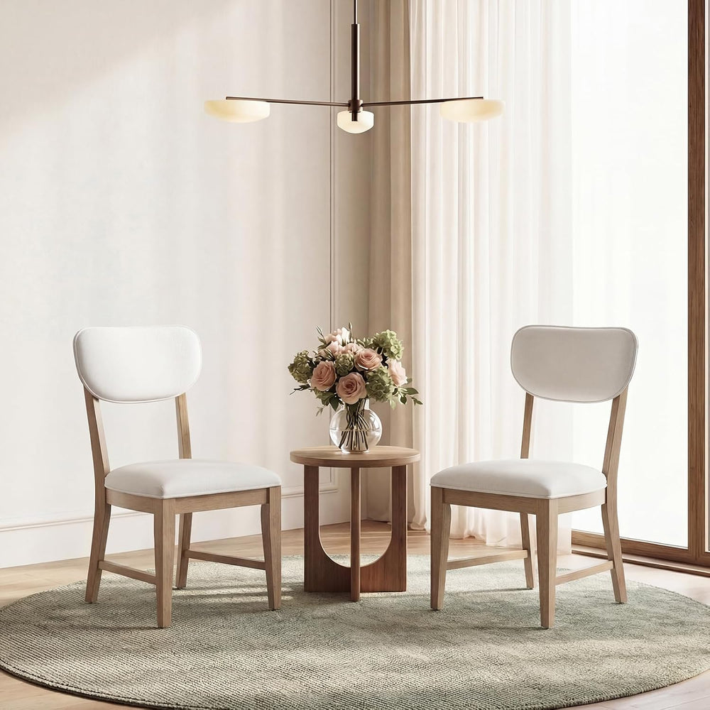 COLAMY Solid Wood Dining Chairs Set of 2, Mid Century Modern Upholstered Kitc...
