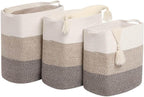 Tall Laundry Basket With Handles,Woven Cotton Rope Big Laundry Hamper Sorters,Versatile Storage for Dirty Clothes,Baby Toys,and Blankets in Bathroom, Nursery,and Living Room (Gradient Brown, 68L)
