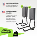 GATOR MAGNETICS MEGA 3 & 4.5" Open Hooks, 45 lb Heavy Duty Magnetic Hooks for Steel Surfaces, Patented Easy-Release, Non-Slip Grip – Storage & Organization, Garage, Home Tools & Gear Storage – 4 Pack