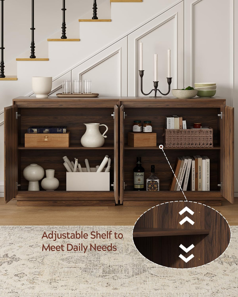 1pcs Sideboard Cabinet Buffet Cabinet with Storage with Adjustable Shelves an...