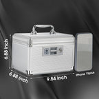 Medicine Lock Box with Key, Alluminum Alloy Box for Medication,First Aid Box with a Removeable Tray to Store Medicines & Pills for Home,Silver 10 * 6.89 * 6.89 Inch