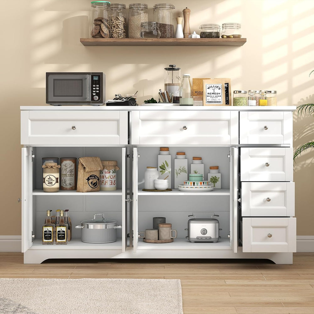 Giantex Large Buffet Cabinet with Storage, 59” Kitchen Cabinet with 4 Doors, ...