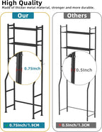 3-Tier Over The Toilet Storage, Freestanding Metal Bathroom Shelves with 4 Hooks, Over Toilet Storage Shelf with Paper Holder, Above The Toilet Shelf for Bathroom Storage, Black